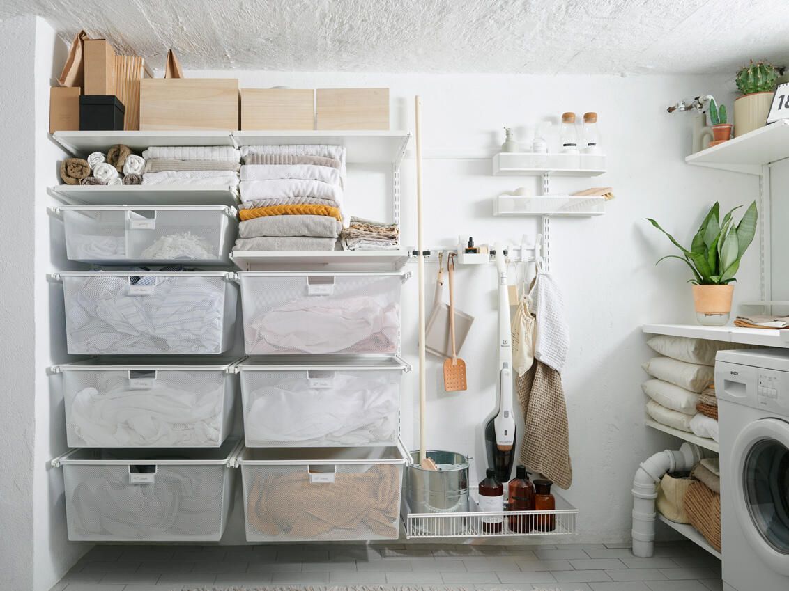 Wire shelving in Laundry Room — Roll Edge In Manunda, QLD