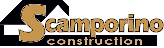 Logo of "Scamporino Construction" with a house graphic.