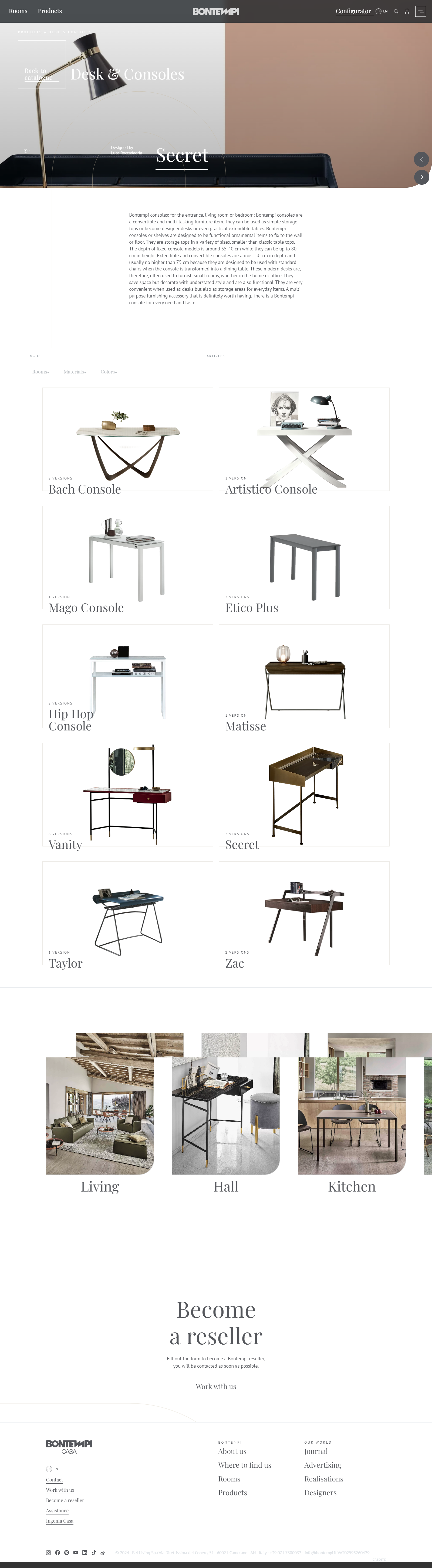 A screenshot of a website showing different types of tables and chairs.