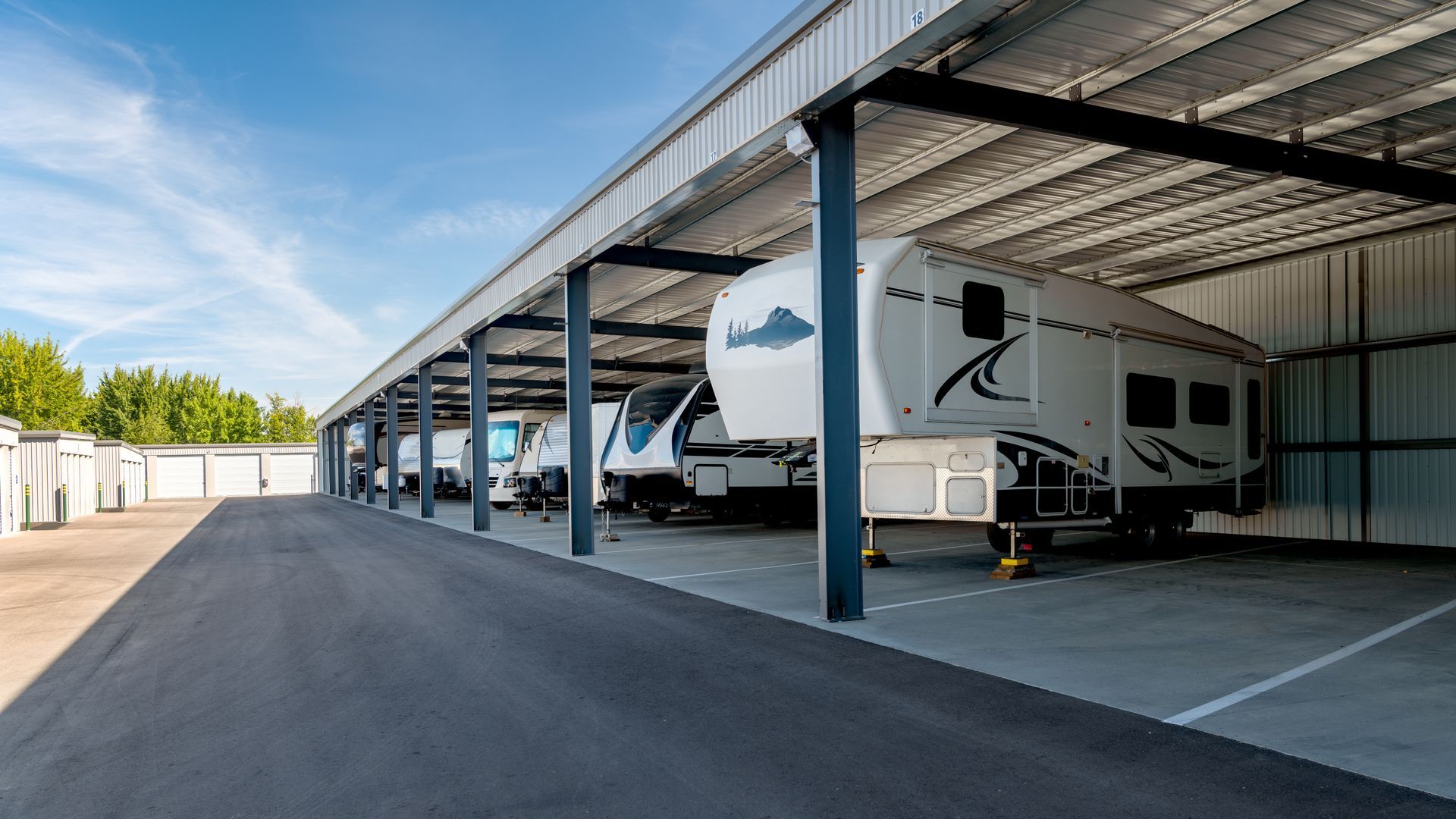 RVs stored in covered space RVs stored in covered space