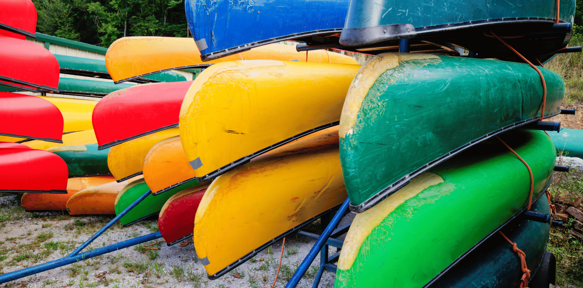 Colourful Canoes in a stack