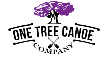 The logo for one tree canoe company has a purple tree on it.