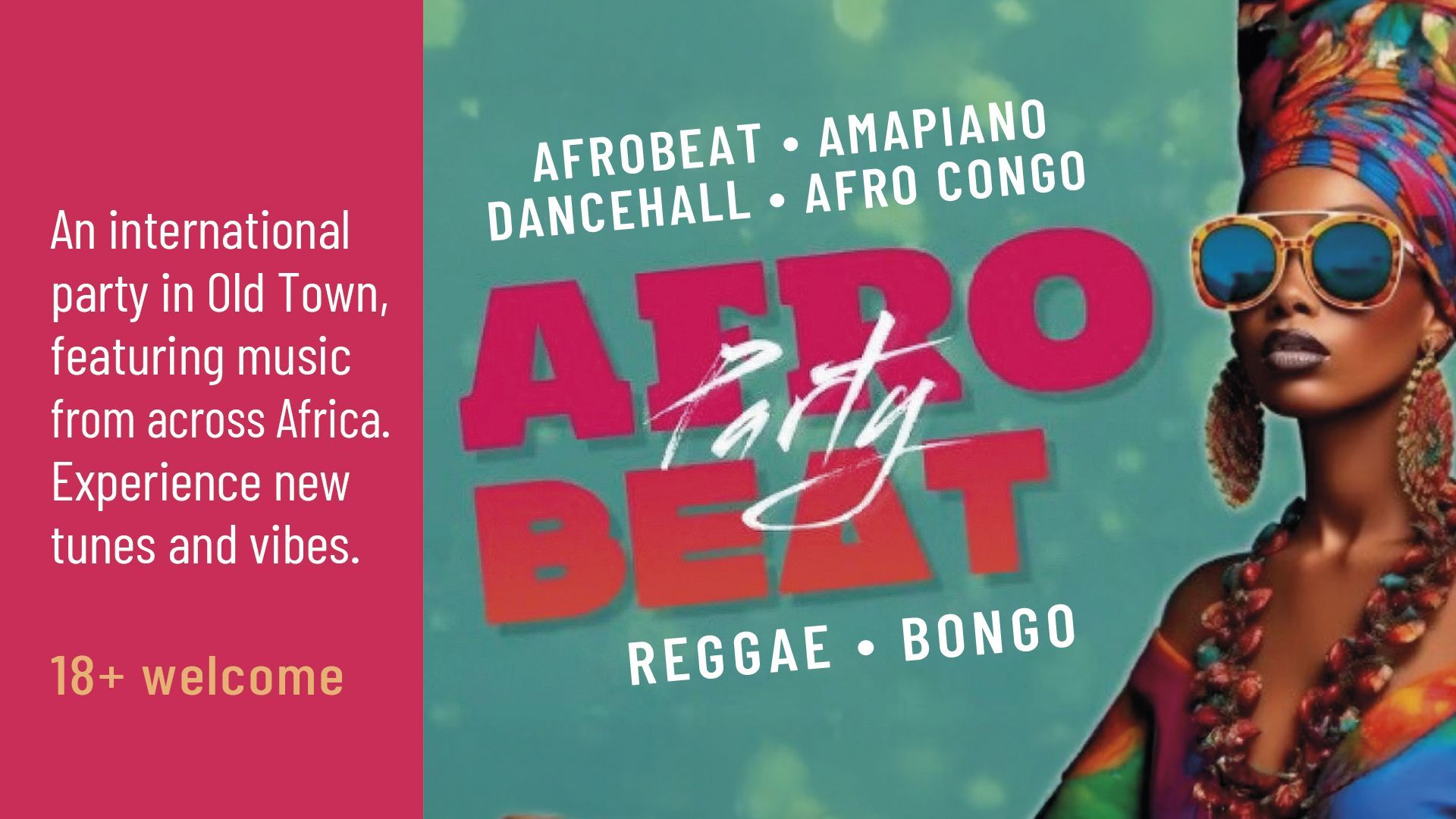 A stage backdrop for Acoustic Harmonies Listening Room, featuring portraits of two guitarists over a brick-walled setting.