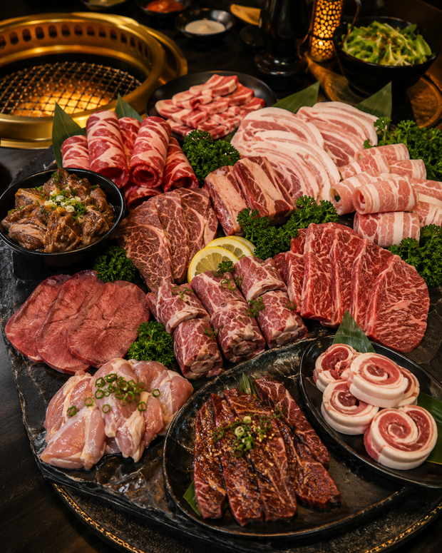 Set B select Korean BBQ with ribeye and premium cuts at YOI BBQ & Hot Pot Montclair CA