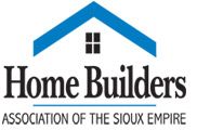 The home builders association of the sioux empire logo is a blue house with a blue roof.