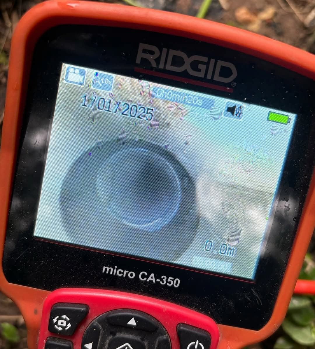 A Ridgid Micro CA-350 Inspection Camera Screen — Crystal Clear Plumbing & Roofing in Wollongong, NSW