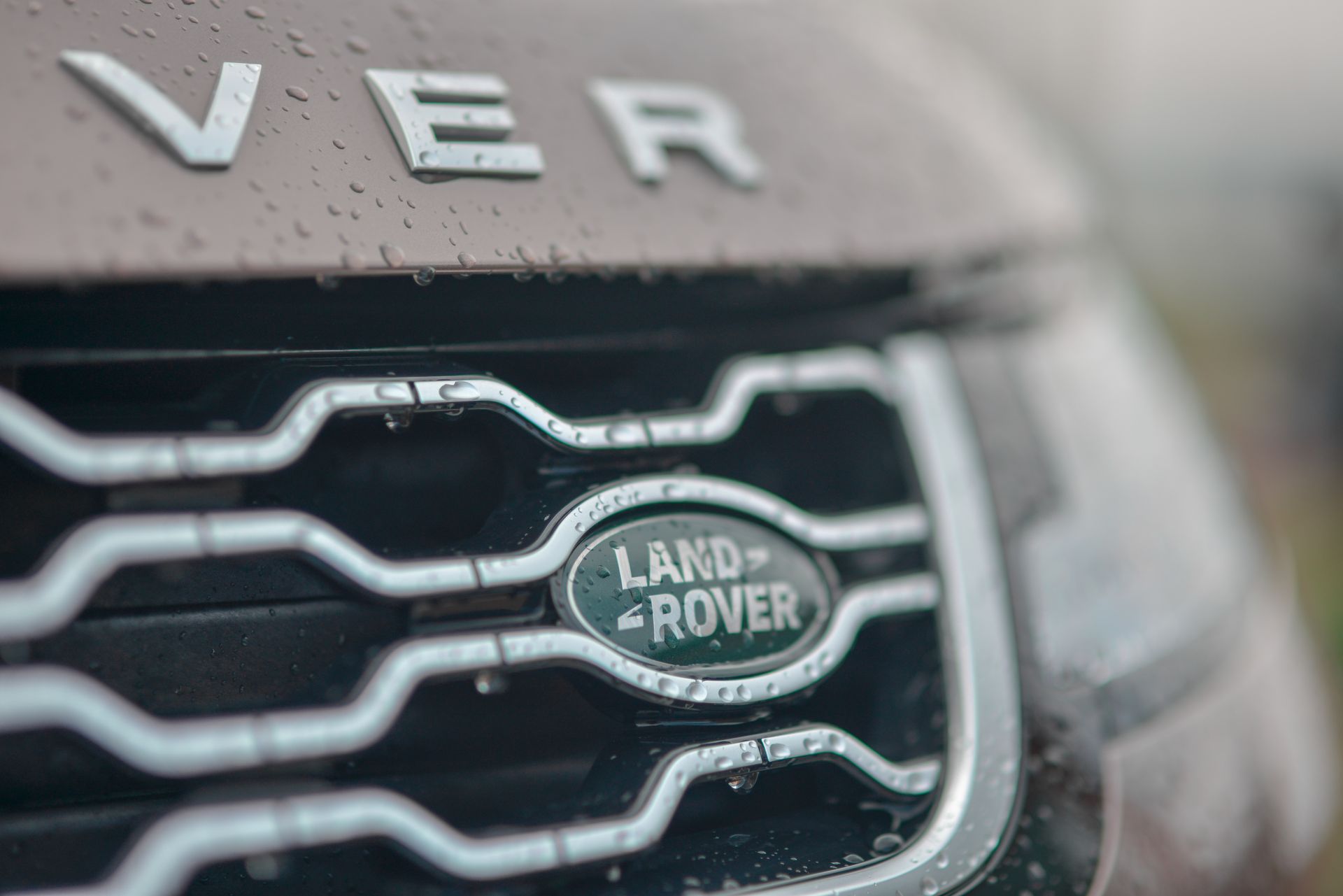 a close up of the front grille of a land rover range rover .