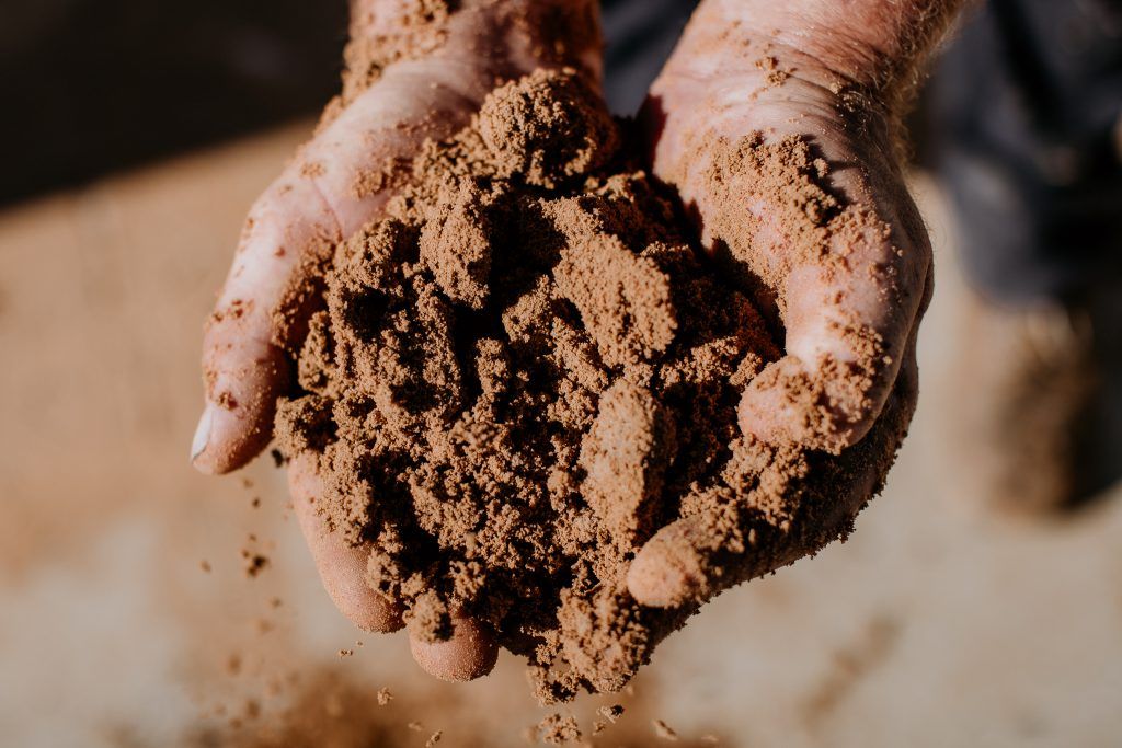 Hands Holding Brick Sand — Bonville Landscape Centre in Bonville, NSW
