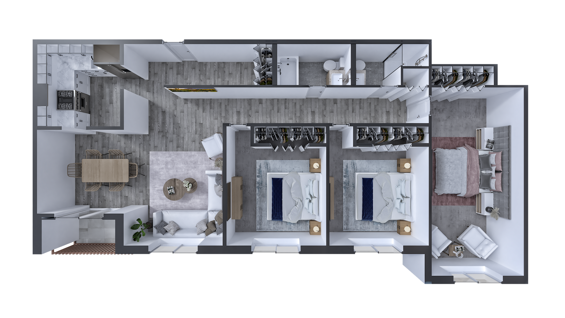 three bedroom floorplan