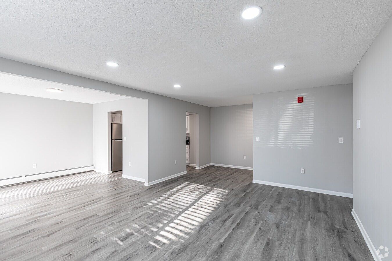 Living room in a two-bedroom Avon Woods apartment