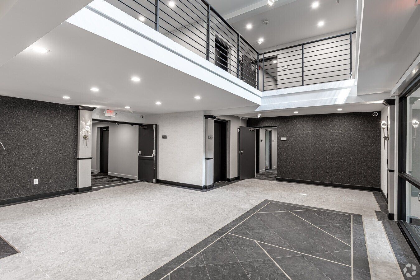 Renovated lobby interior at Avon Woods Apartments