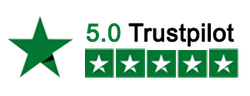 A green star with the words 5.0 trustpilot on it