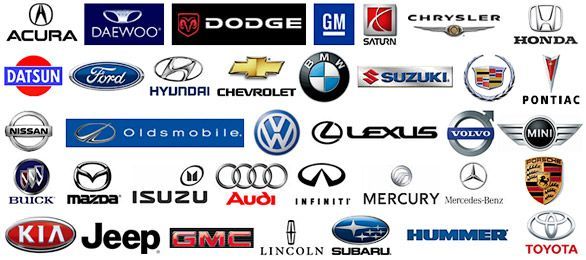 a bunch of car logos on a white background