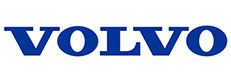 the volvo logo is blue and white on a white background .