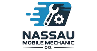 Logo for Nassau Mobile Mechanic Co. featuring a wrench, gear, and speed lines.