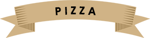 A brown ribbon with the word pizza written on it. A brown ribbon with the word pizza written on it.