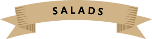 A brown ribbon with the word salads written on it. A brown ribbon with the word salads written on it.