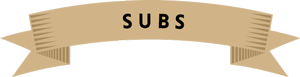 A brown ribbon with the word subs written on it. A brown ribbon with the word subs written on it.