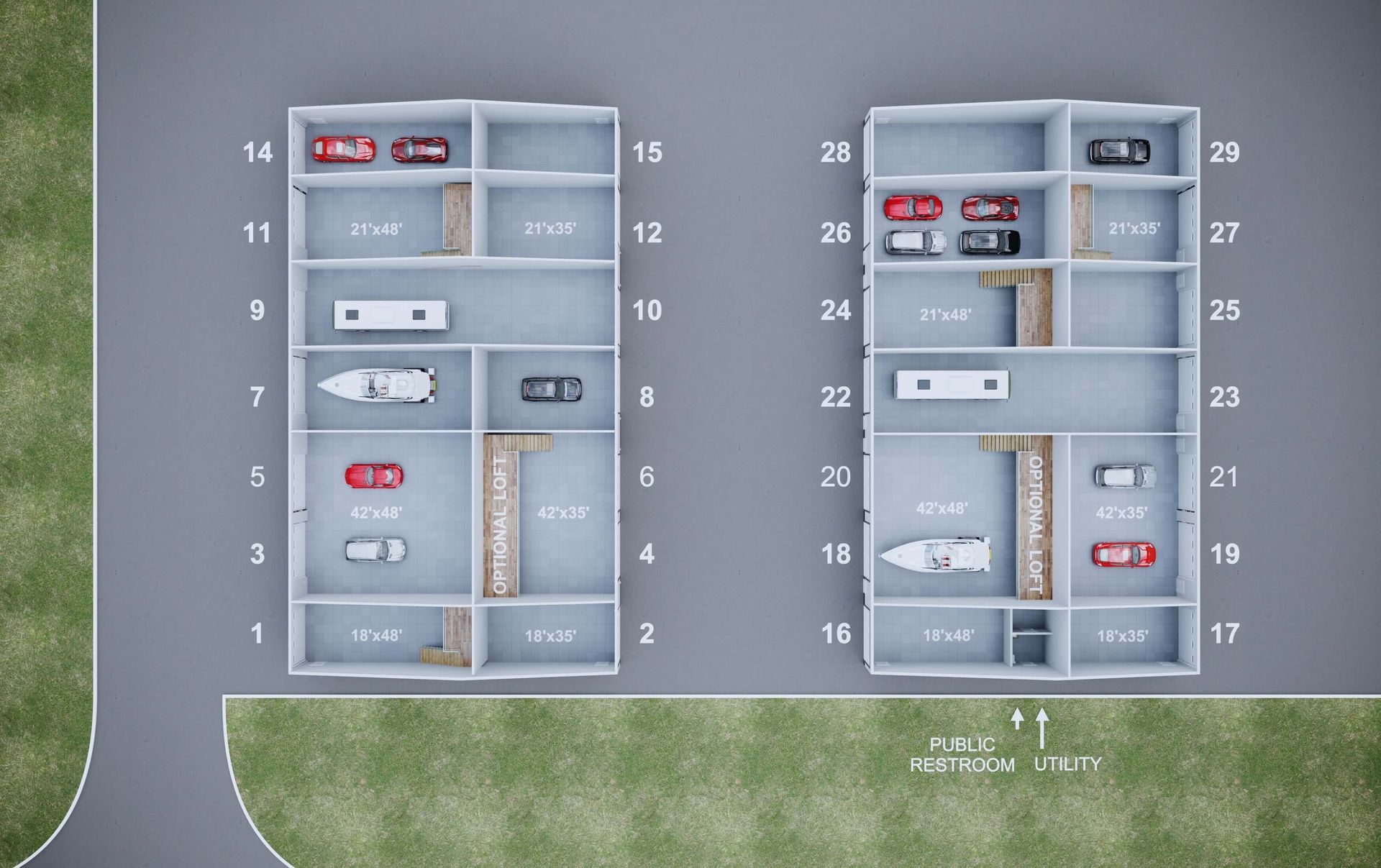 Rendering of  available Storage Condo units near The Villages, FL.