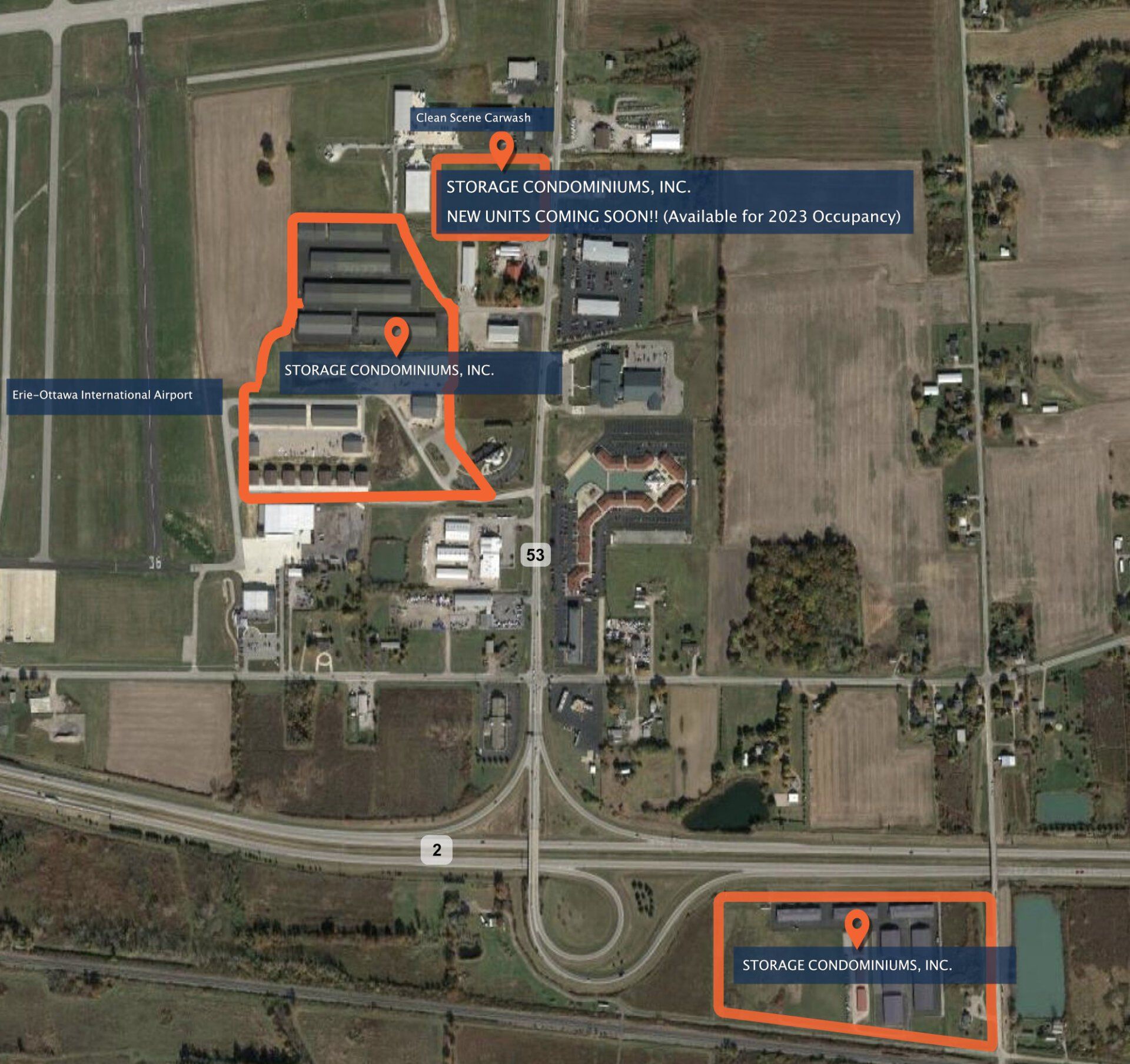 Storage Condos Property Locations Map - Port Clinton, Ohio