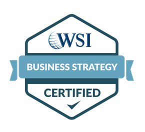 A wsi business strategy certified badge with a check mark on it.