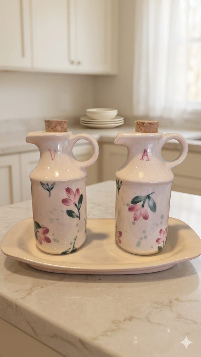 Set Aceitera y Vinagrera floral