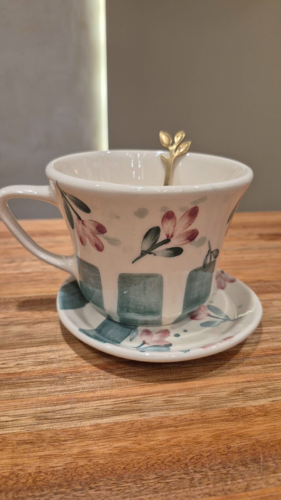 Taza Flores verdes con plato