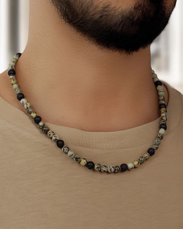 Collar piedra Volcánica + LLavero Personalizado