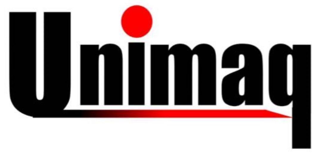 El logo de unimag sa es negro y rojo y dice ``su equipo de confianza''.