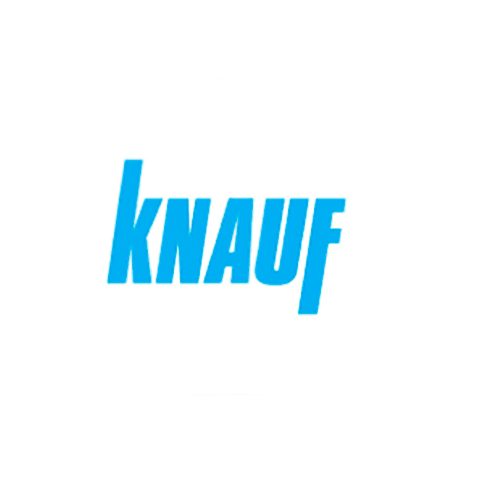 Un logotipo de knauf azul sobre un fondo blanco.