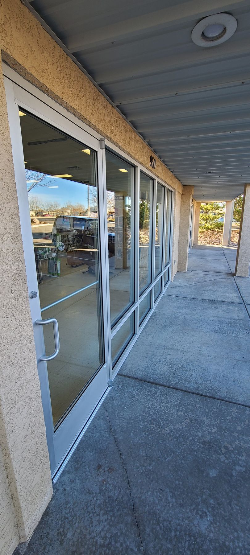 Storefront glass opening