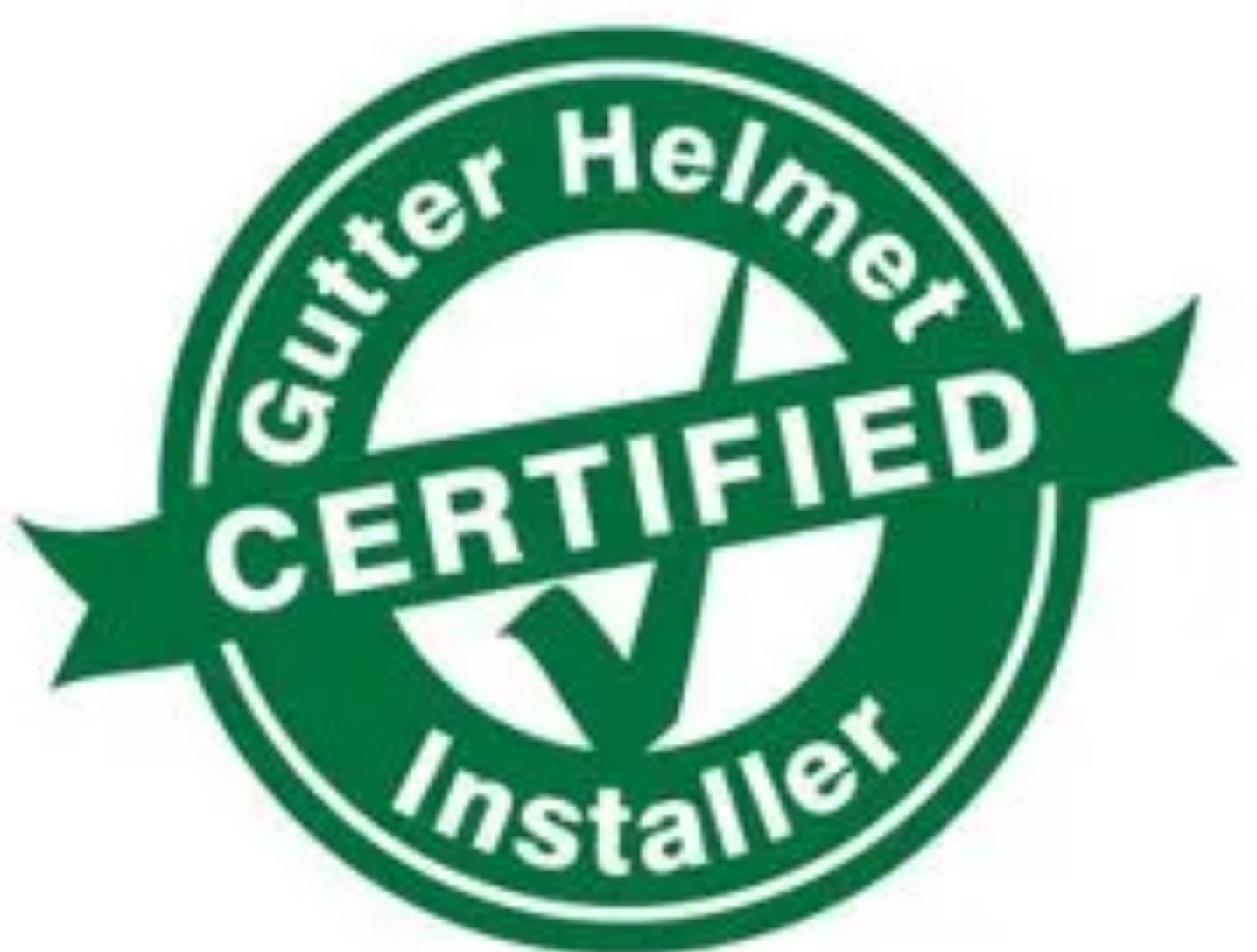 A green sign that says gutter helmet certified installer