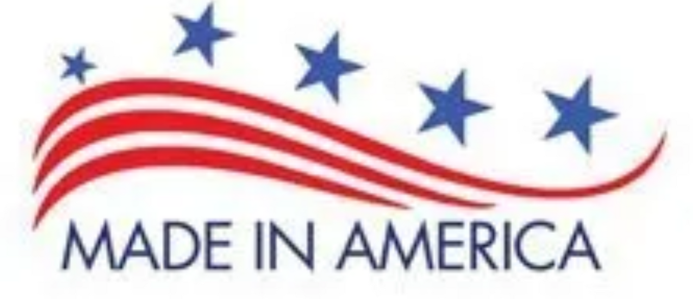 A made in america logo with a wave and stars