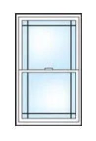 A picture of a double hung window with a white frame.