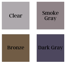 There are four different shades of gray , clear , smoke gray , bronze , and dark gray.