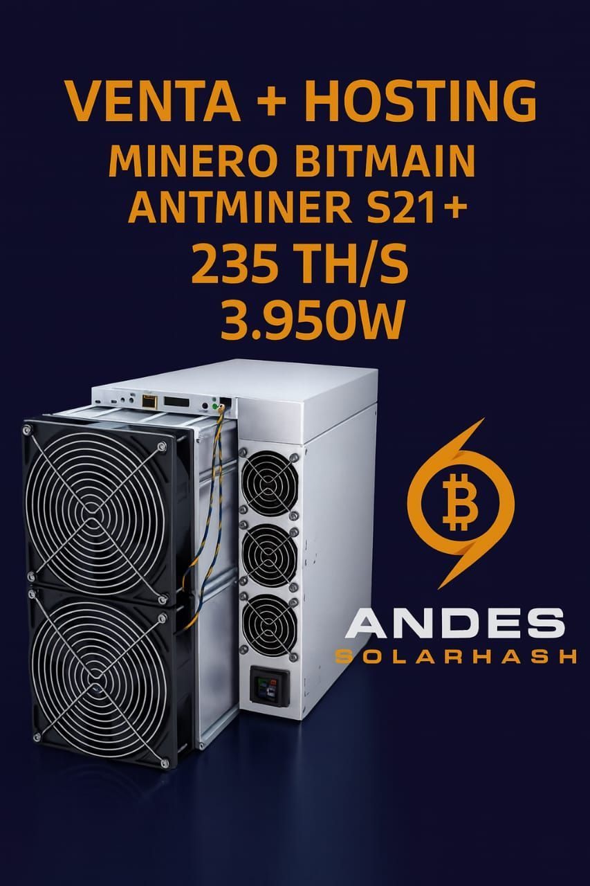 Venta + Hosting, Minero Bitmain Antminer S21 Pro, 234 Th/s, 3.950W