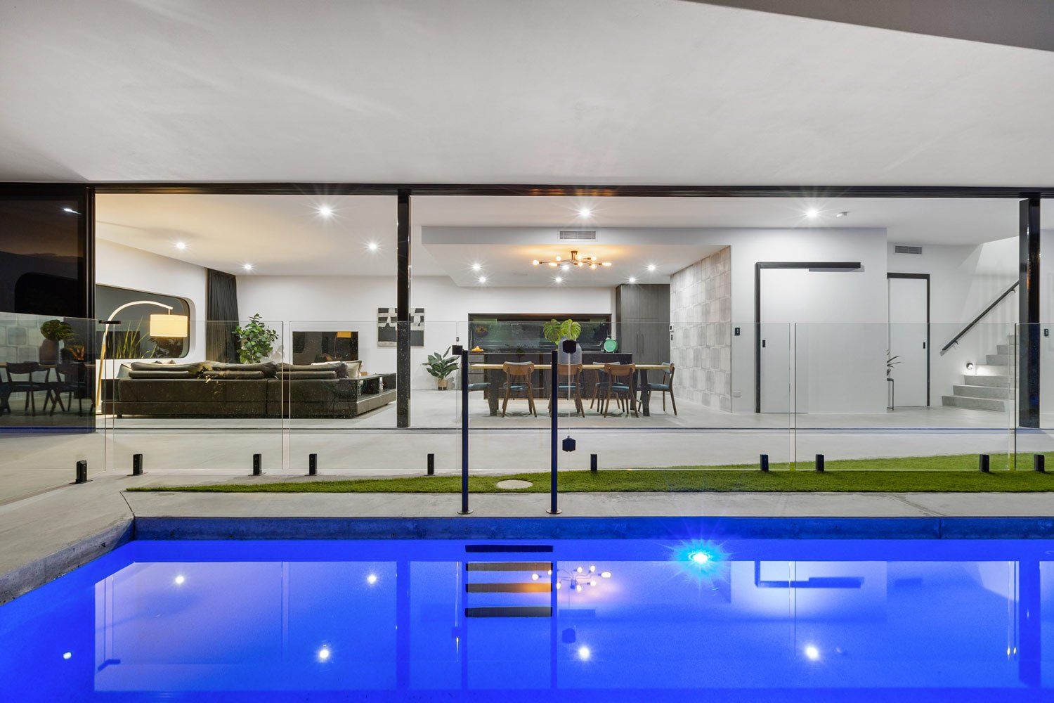 Residential Pool At Night — Quality Swimming Pools in Coolangatta, QLD