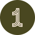 Number one in cream color, inside a dark green circle.