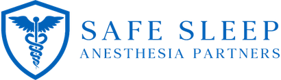 The logo for safe sleep anesthesia partners has a caduceus on it.
