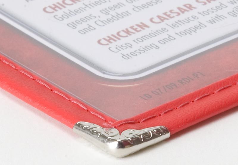 a close up of a menu for chicken caesar salad