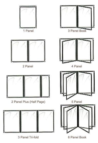 standard configurations for menu covers