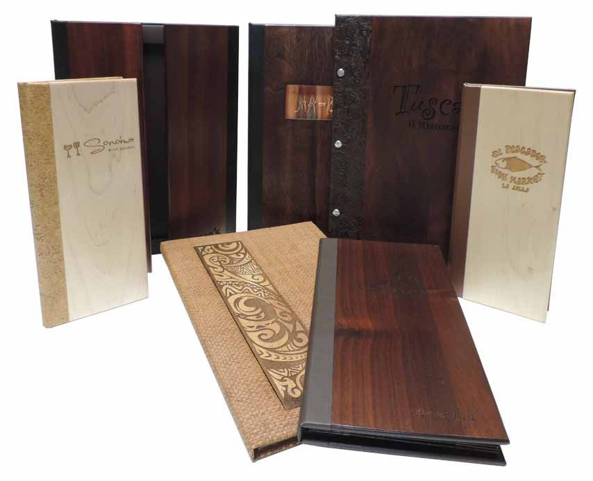genuine wood menu covers