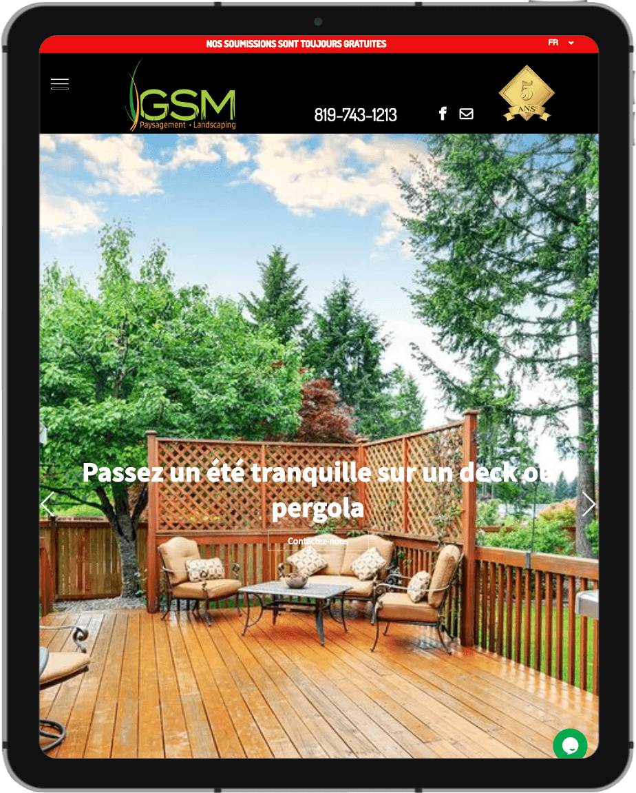 Tablette site web GSM Paysagememt