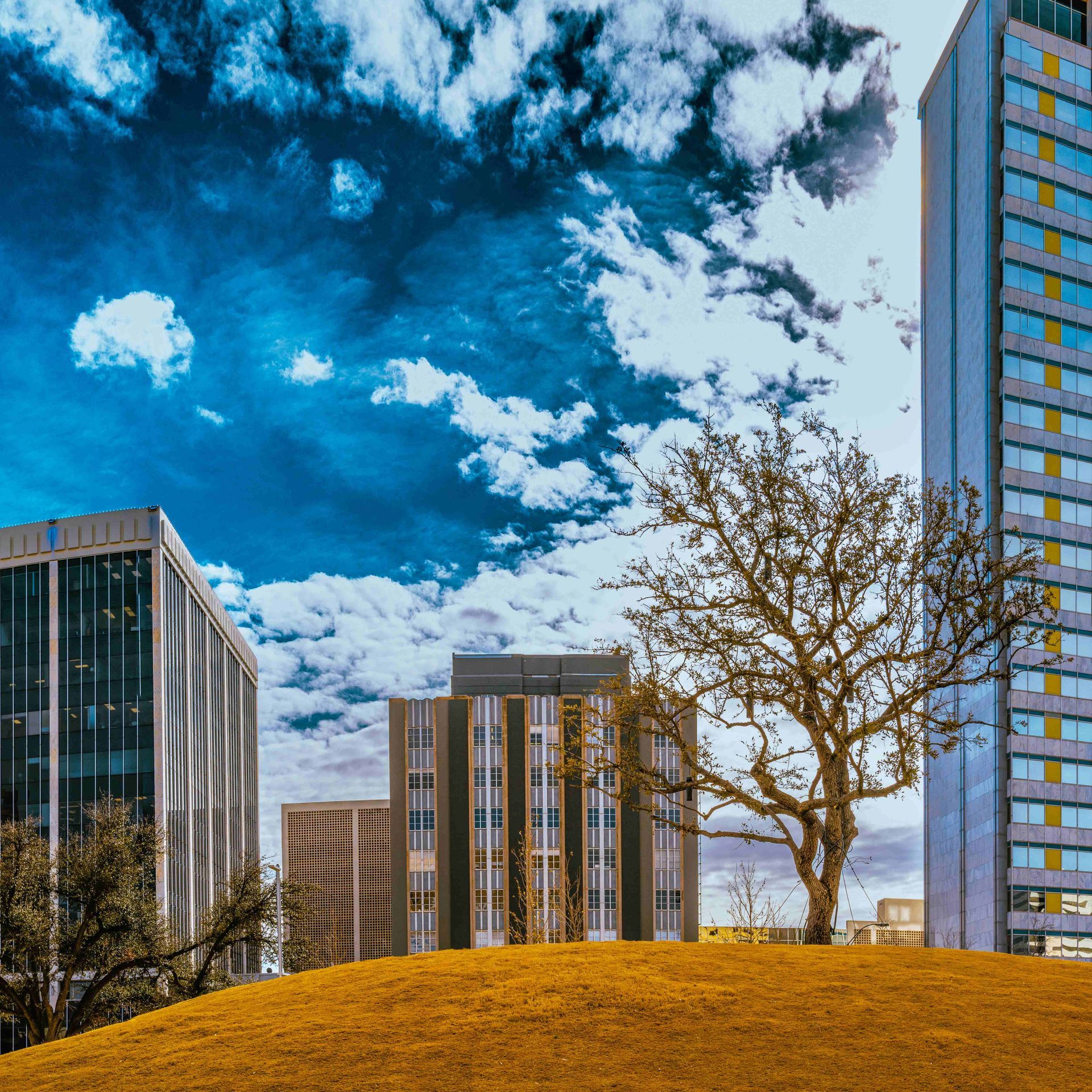 Photograph of buildings and sky