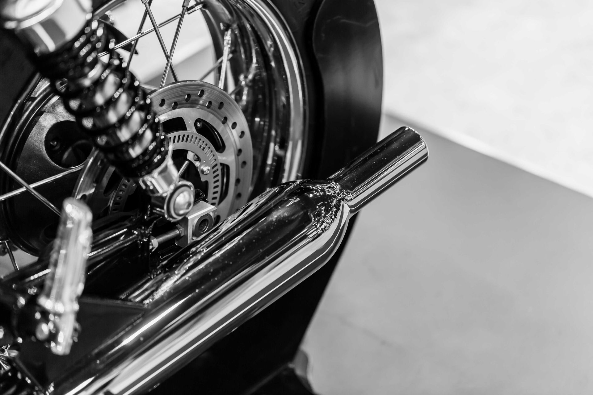 A rear motorcycle tire in automobile photography photo