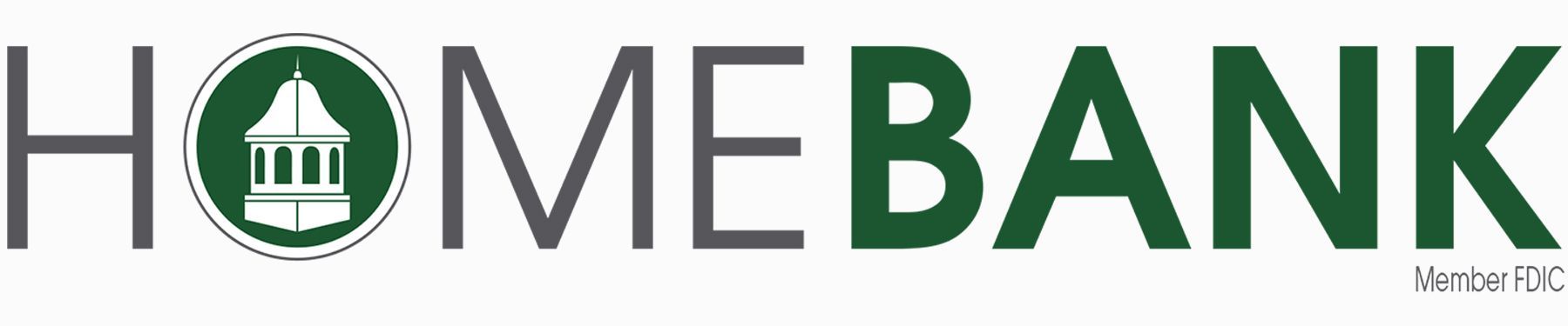 A green and white logo for home bank
