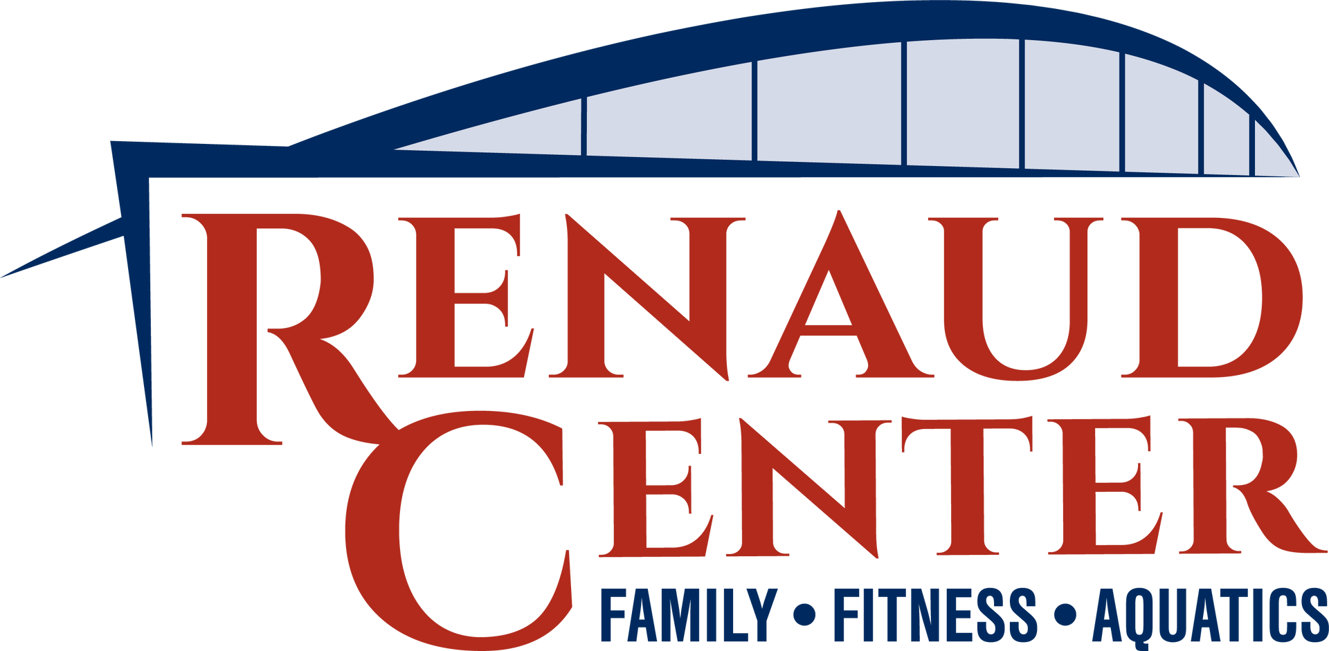 A logo for renaud center family fitness aquatics