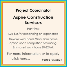 A poster for project coordinator aspire construction services.