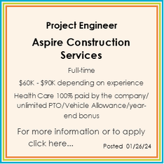 A poster for a project engineer aspire construction services.