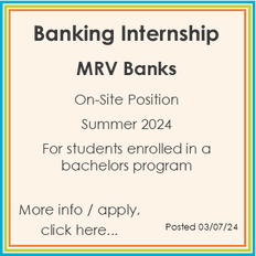 A poster for a banking internship at mrv banks